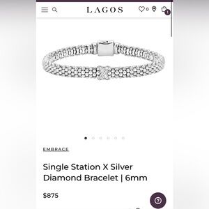 Laos sterling silver diamond x station bracelet Size M